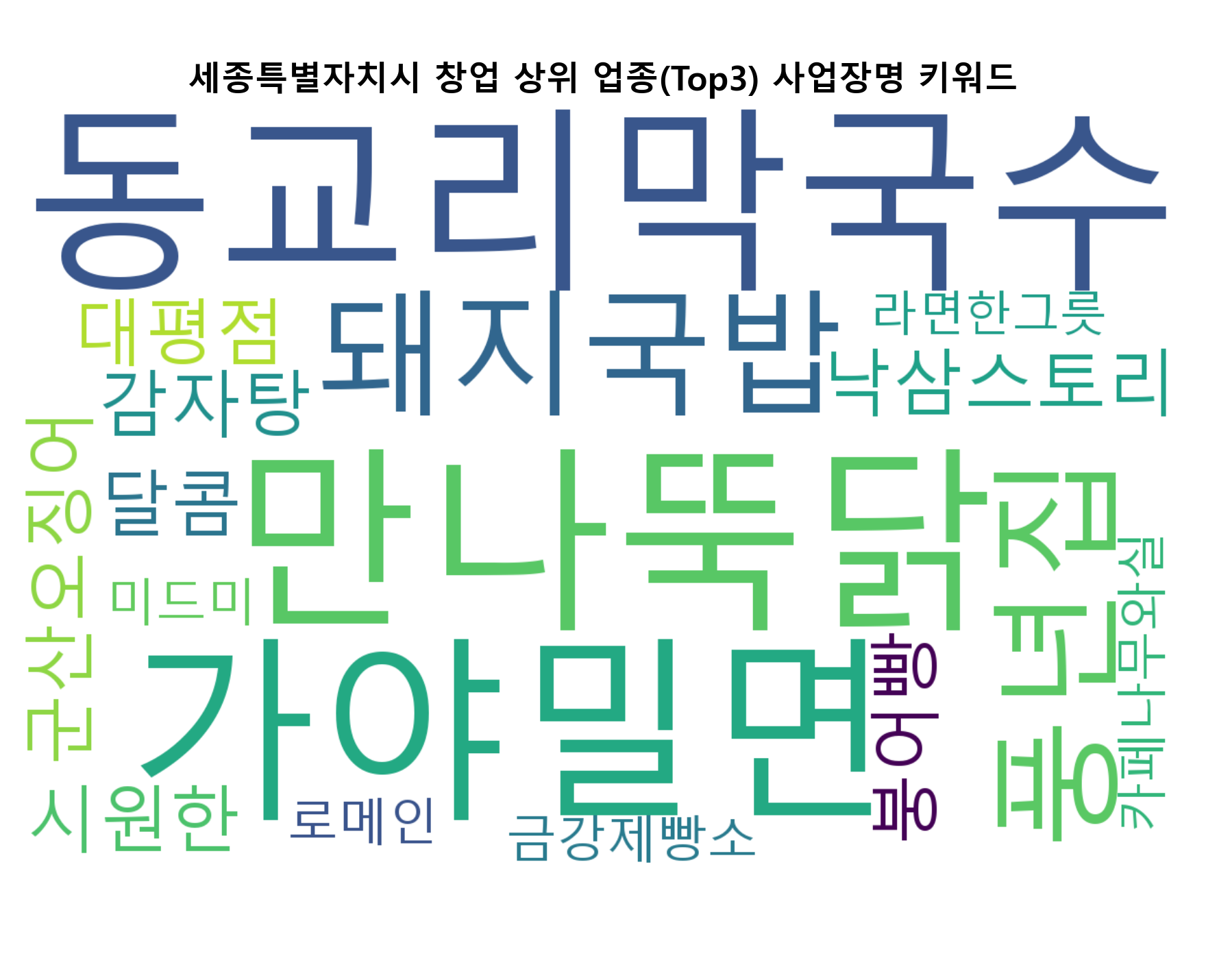 세종특별자치시 창업 워드클라우드